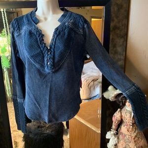 Super cute blue top with western flair